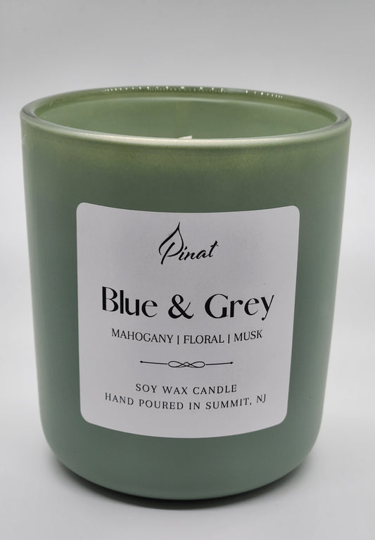 Blue & Grey Soy Wax Candle image 0